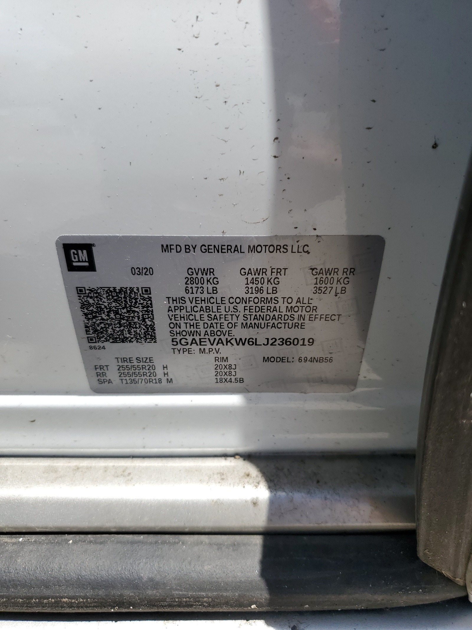 5GAEVAKW6LJ236019 2020 Buick Enclave Essence