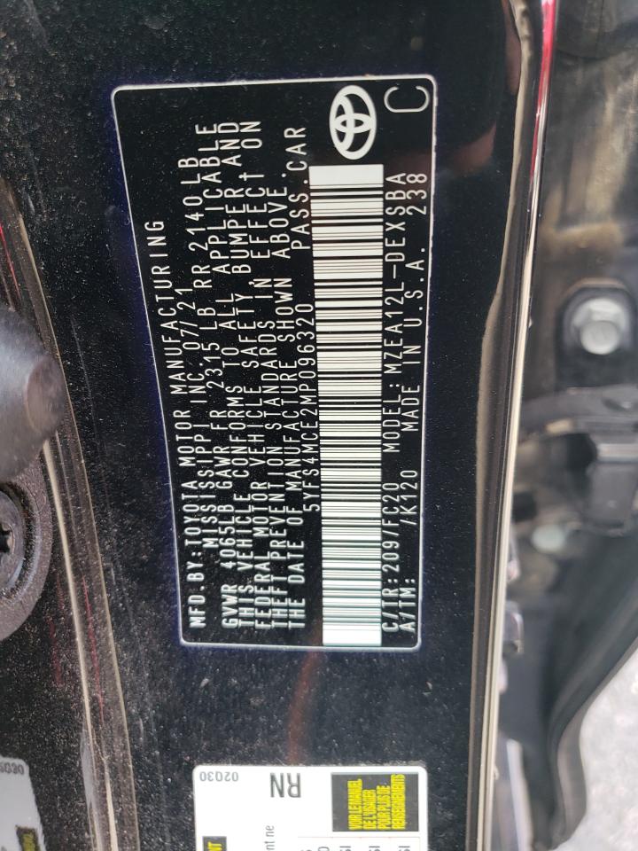 5YFS4MCE2MP096320 TOYOTA COROLLA 2021