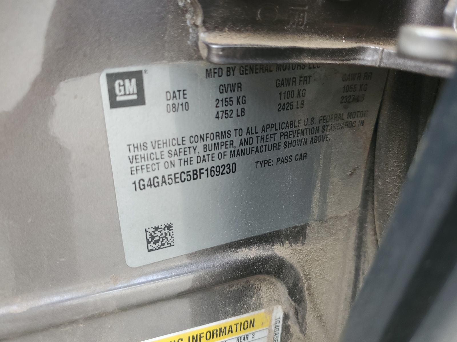 1G4GA5EC5BF169230 2011 Buick Lacrosse Cx