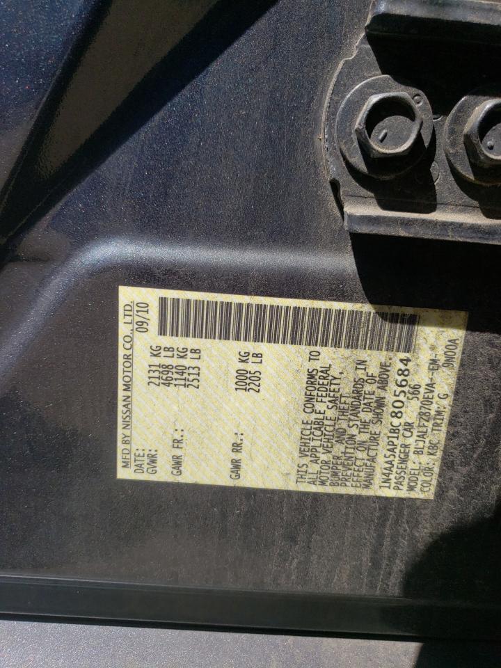 2011 Nissan Maxima S VIN: 1N4AA5AP1BC805684 Lot: 54046464