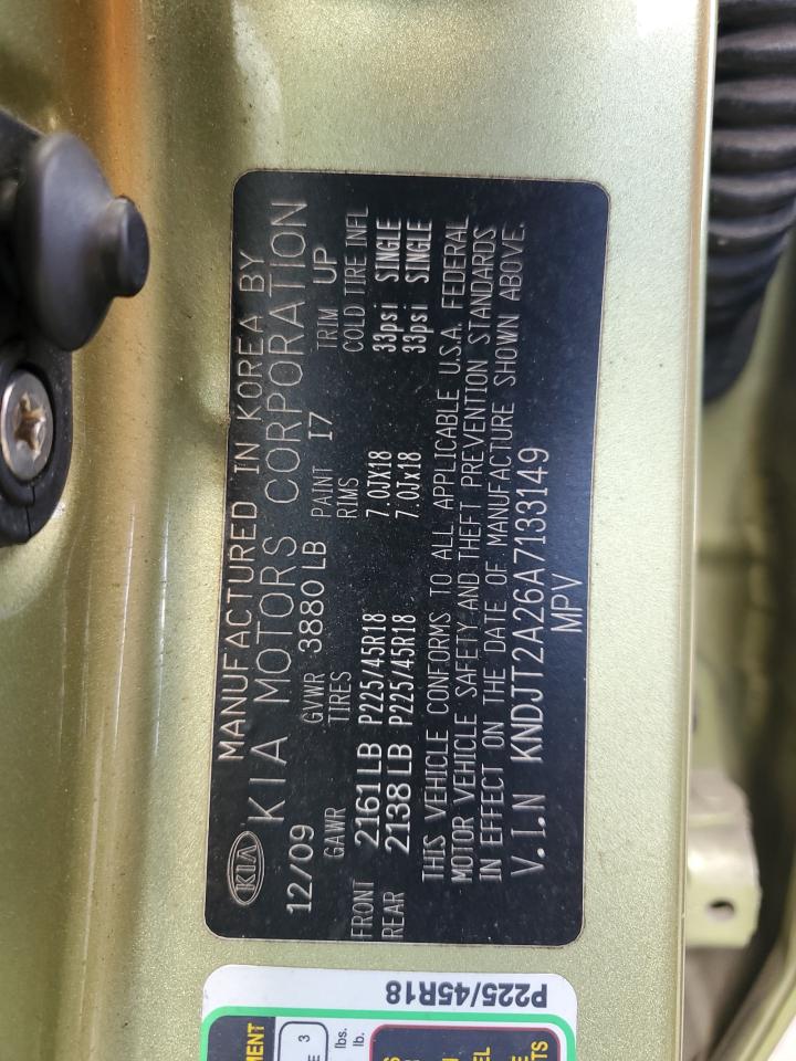 2010 Kia Soul + VIN: KNDJT2A26A7133149 Lot: 56569054