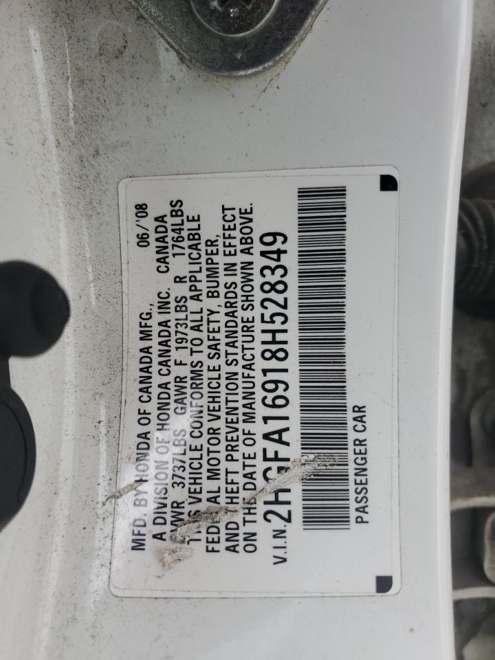 2008 Honda Civic Exl VIN: 2HGFA16918H528349 Lot: 53991414