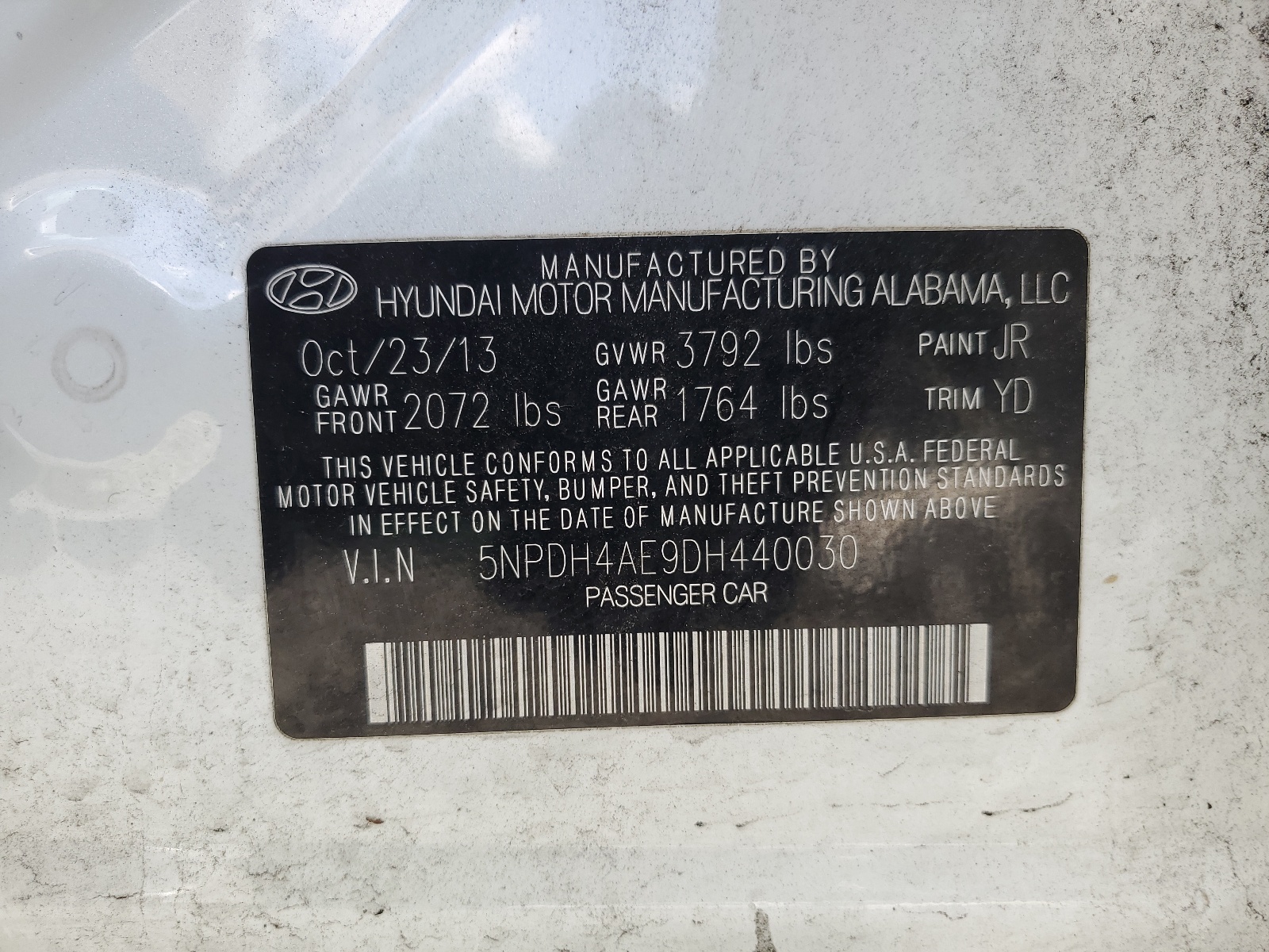 5NPDH4AE9DH440030 2013 Hyundai Elantra Gls