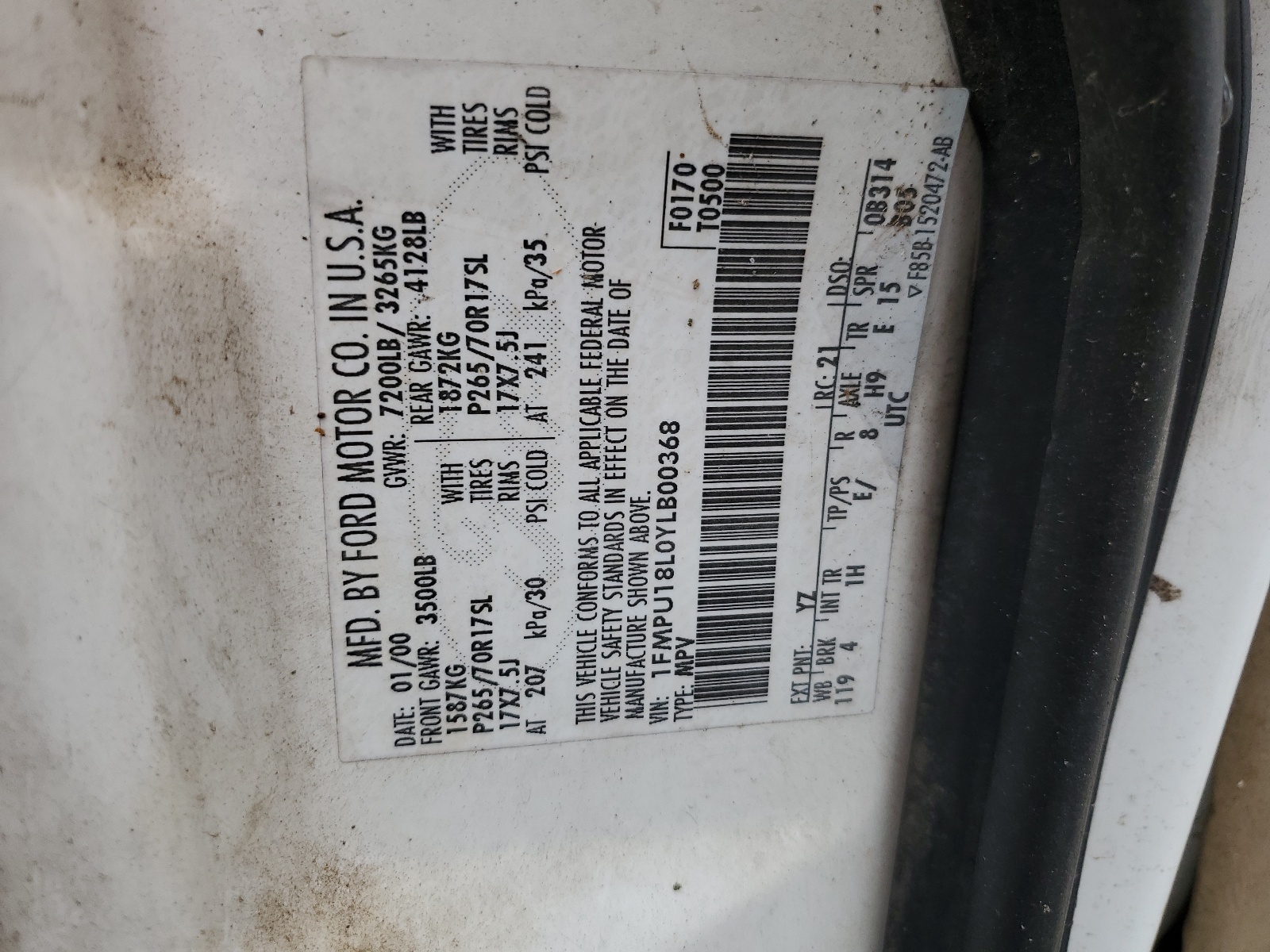 1FMPU18L0YLB00368 2000 Ford Expedition Eddie Bauer