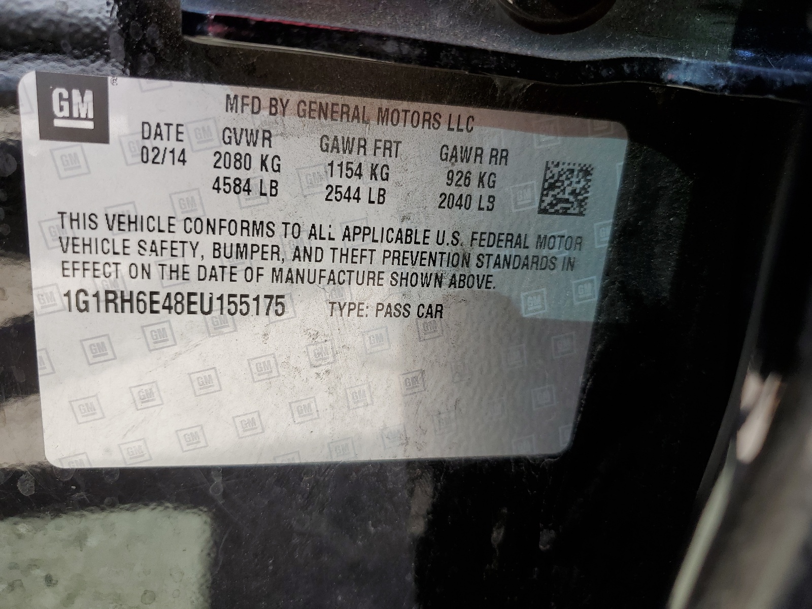 1G1RH6E48EU155175 2014 Chevrolet Volt