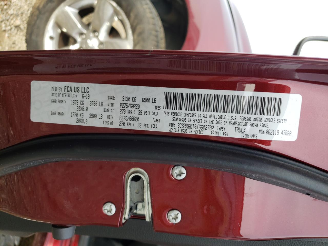 2019 Ram 1500 Classic Tradesman VIN: 3C6RR6KT0KG602782 Lot: 55493714