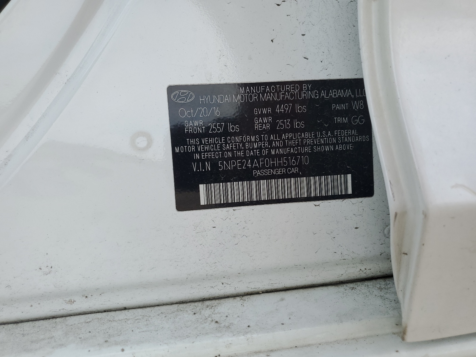 5NPE24AF0HH516710 2017 Hyundai Sonata Se