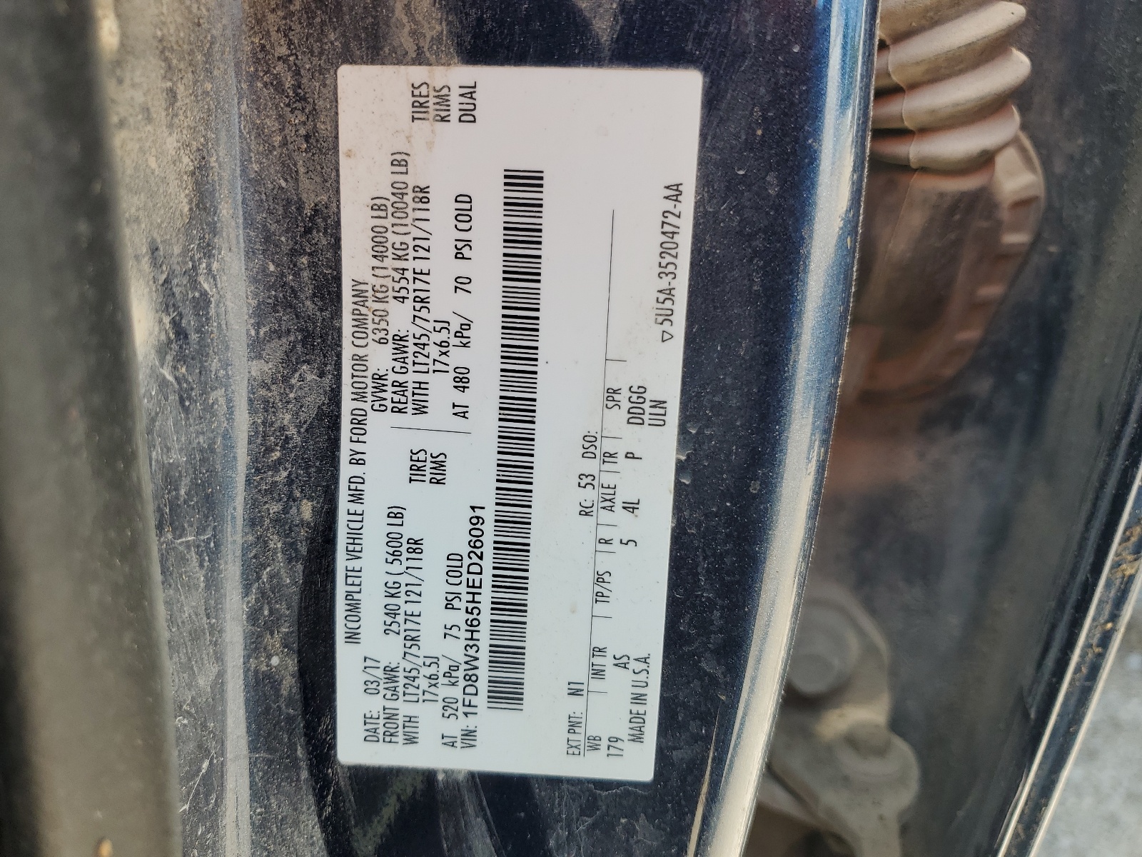 1FD8W3H65HED26091 2017 Ford F350 Super Duty