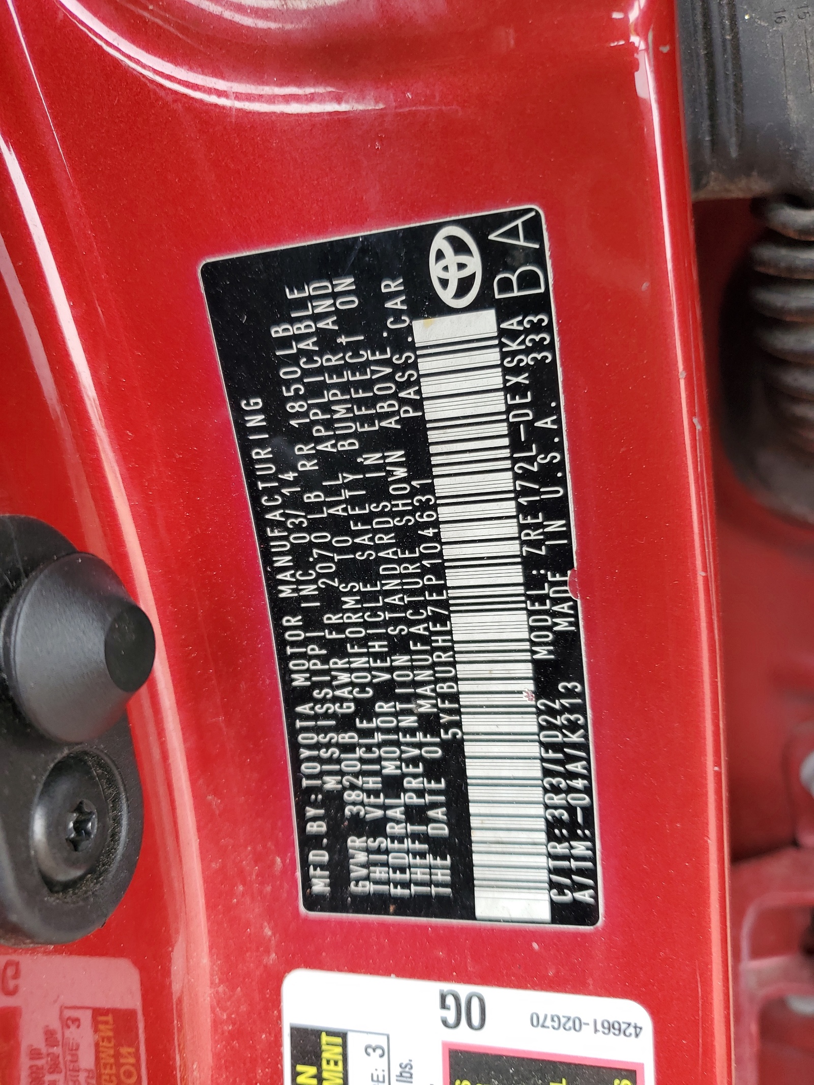 5YFBURHE7EP104631 2014 Toyota Corolla L