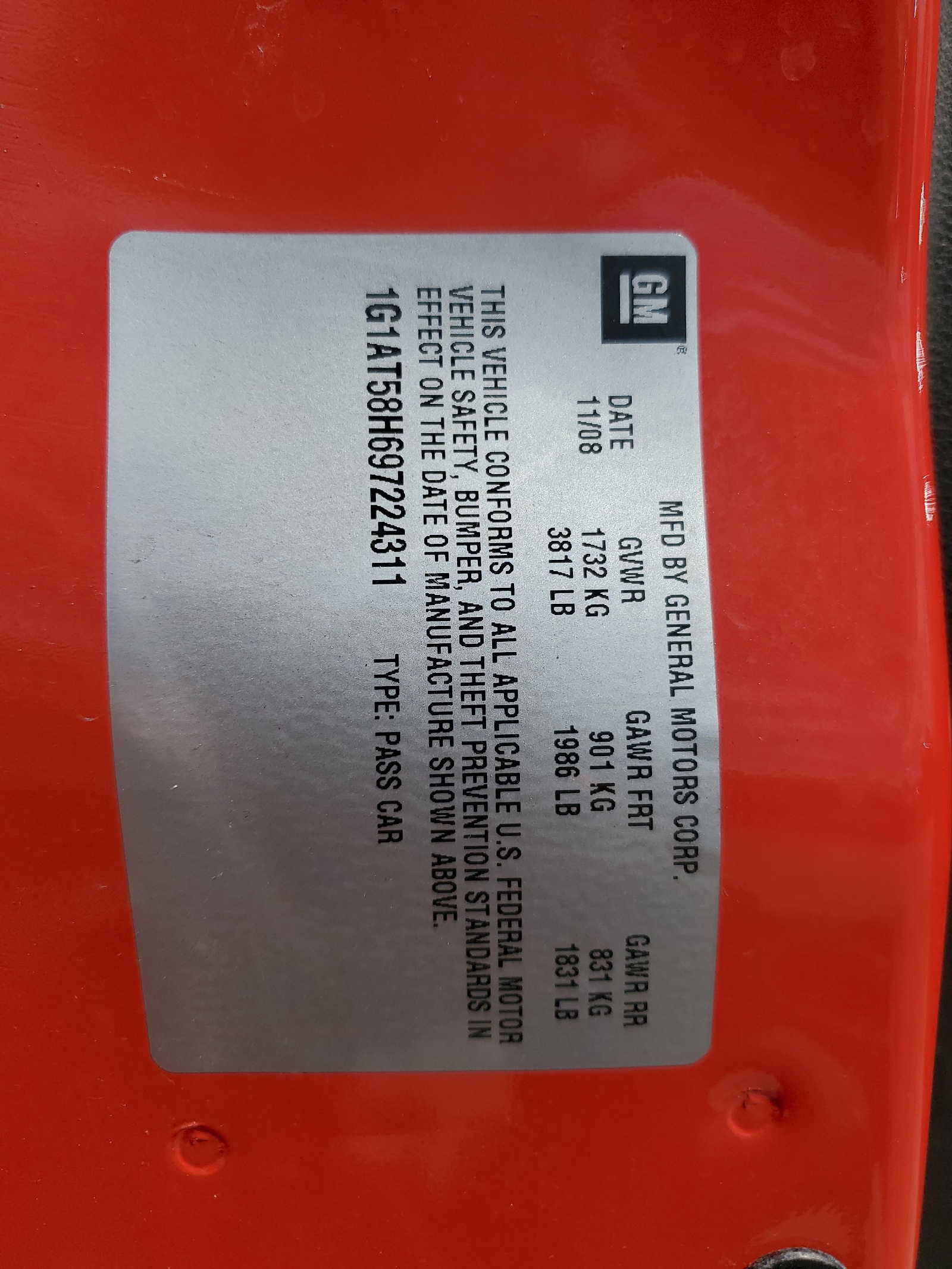 1G1AT58H697224311 2009 Chevrolet Cobalt Lt