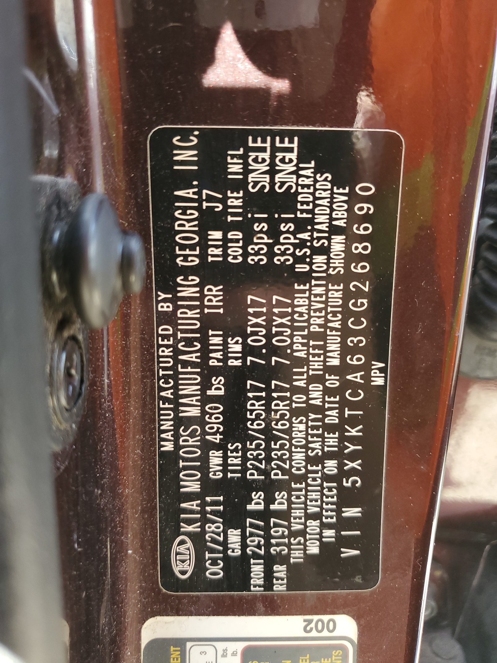 5XYKTCA63CG268690 2012 Kia Sorento Base