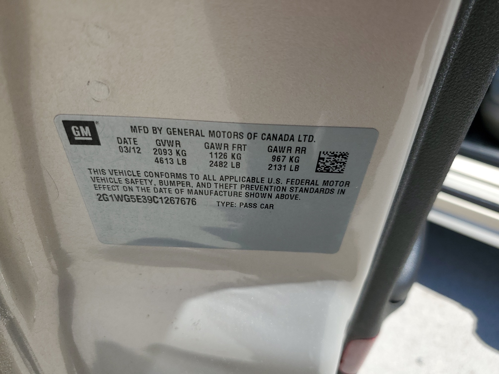 2G1WG5E39C1267676 2012 Chevrolet Impala Lt