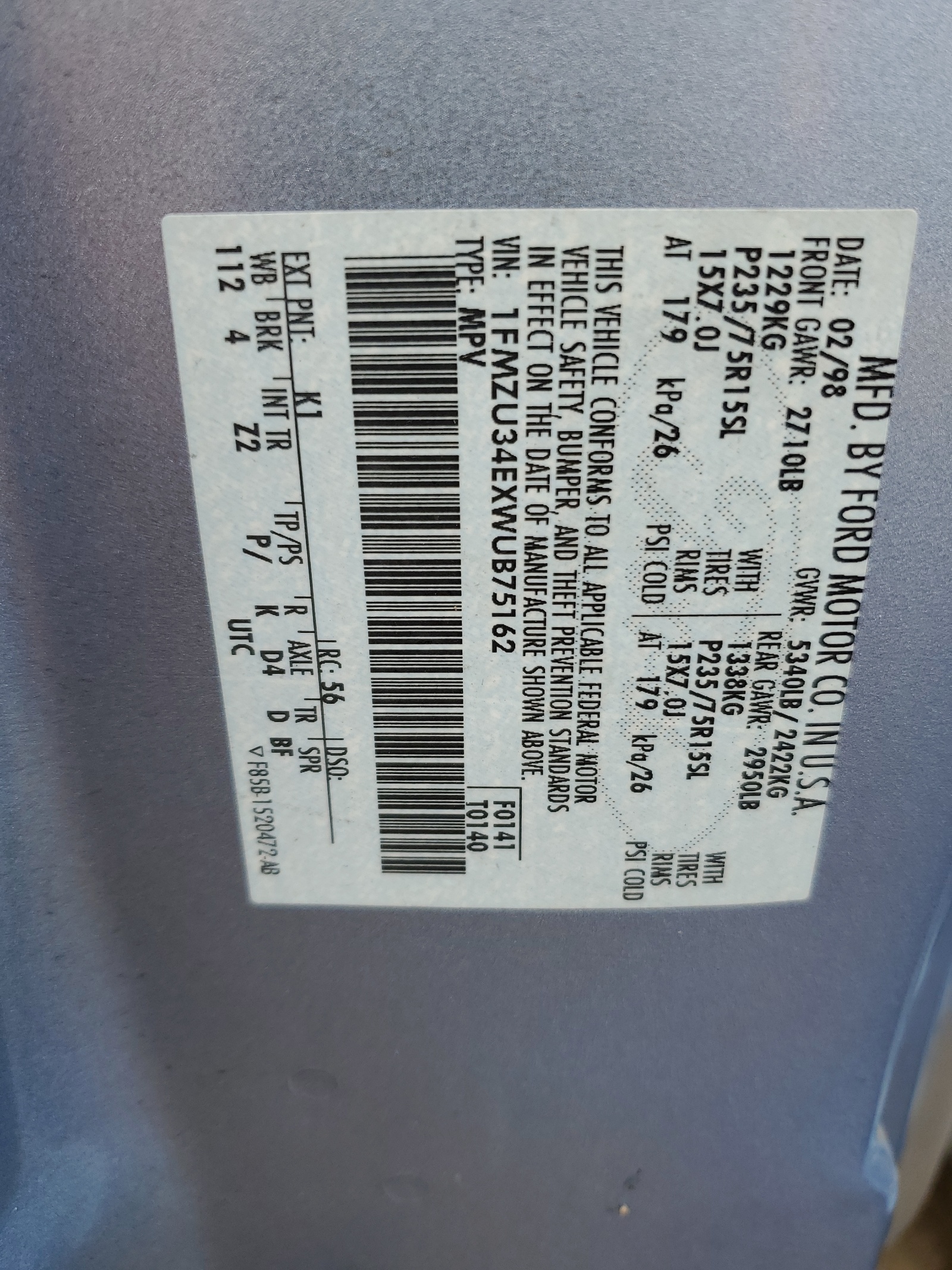 1FMZU34EXWUB75162 1998 Ford Explorer