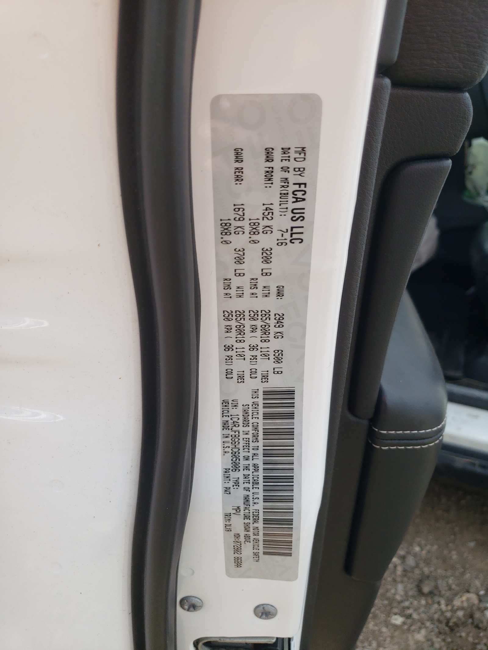 1C4RJFBG6HC605006 2017 Jeep Grand Cherokee Limited