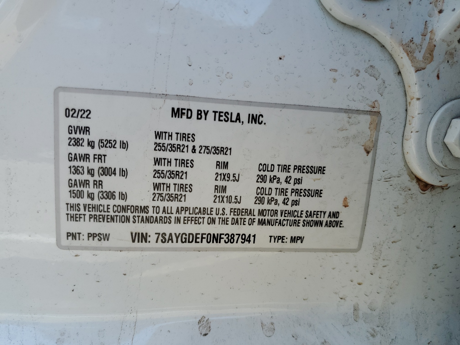 7SAYGDEF0NF387941 2022 Tesla Model Y