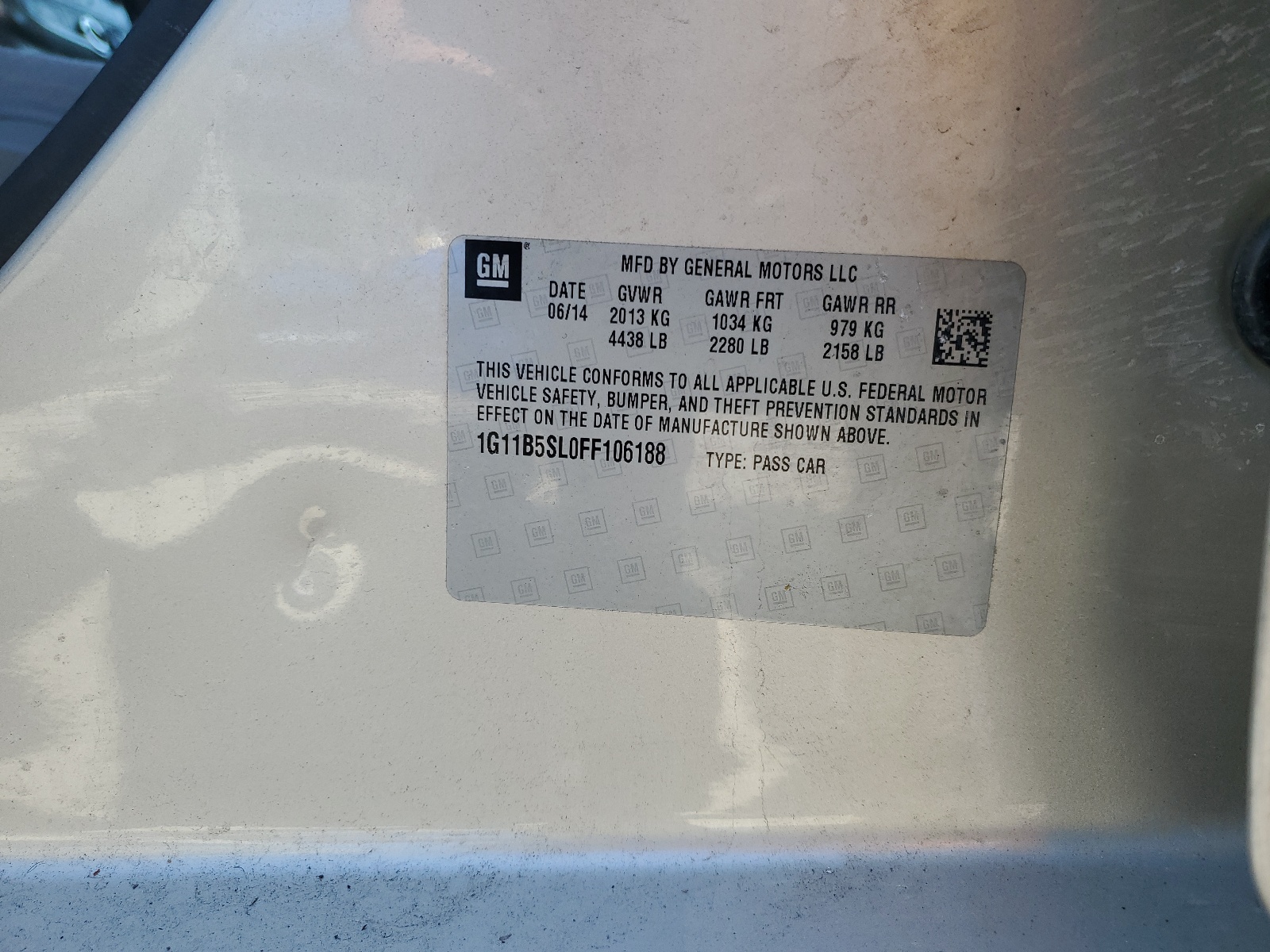 1G11B5SL0FF106188 2015 Chevrolet Malibu Ls