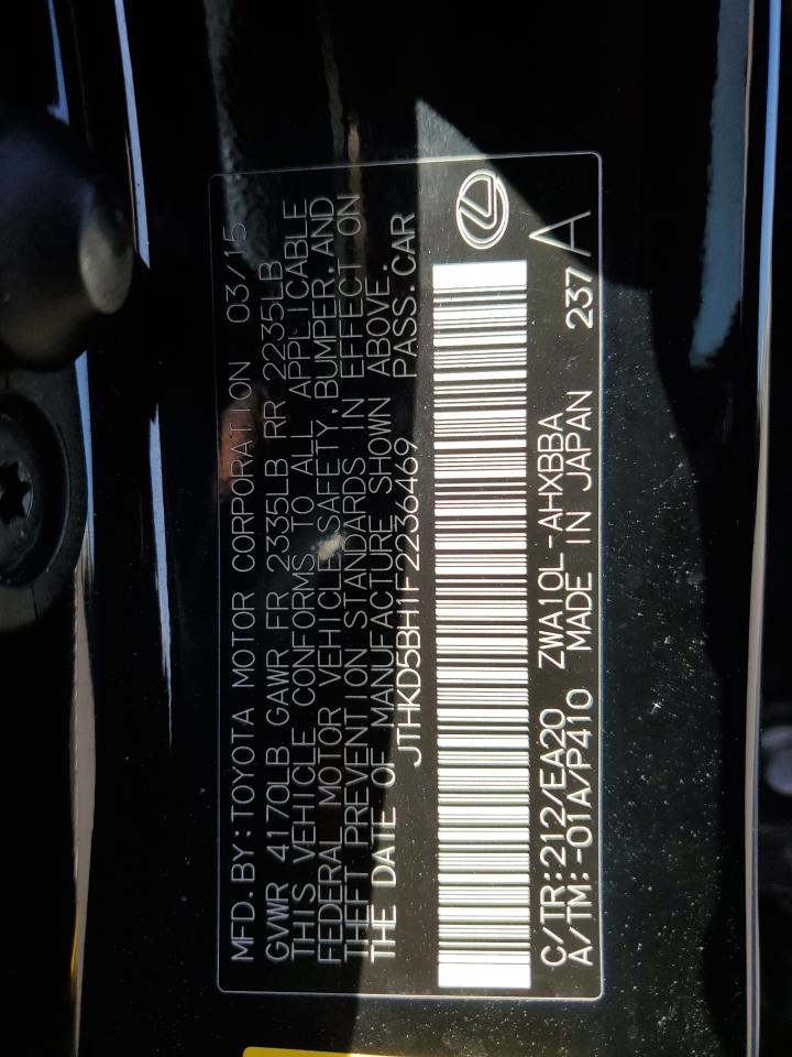 2015 Lexus Ct 200 VIN: JTHKD5BH1F2236469 Lot: 53875224