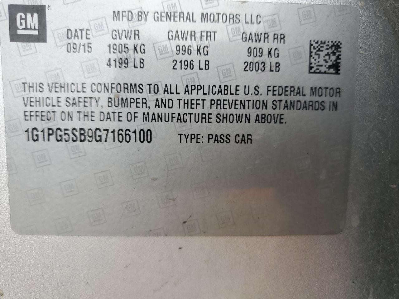 2016 Chevrolet Cruze Limited Ltz VIN: 1G1PG5SB9G7166100 Lot: 56383444