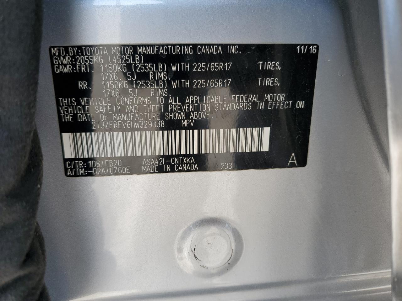 2T3ZFREV6HW329338 2017 TOYOTA RAV 4 - Image 14