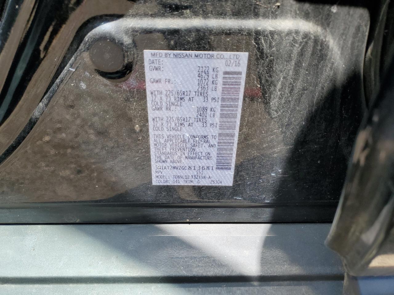 2016 Nissan Rogue S VIN: 5N1AT2MV2GC813681 Lot: 56069694