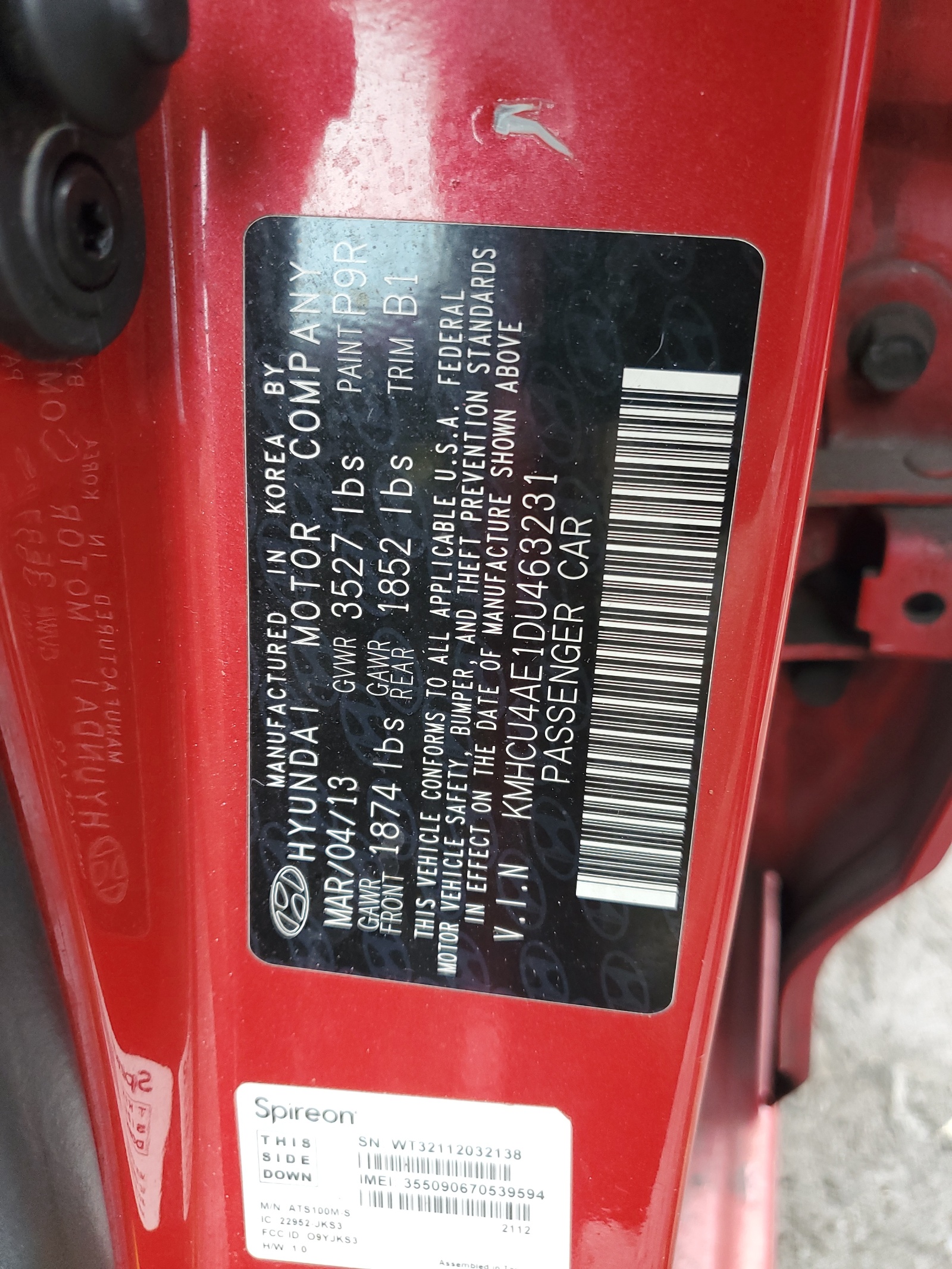 KMHCU4AE1DU463231 2013 Hyundai Accent Gls