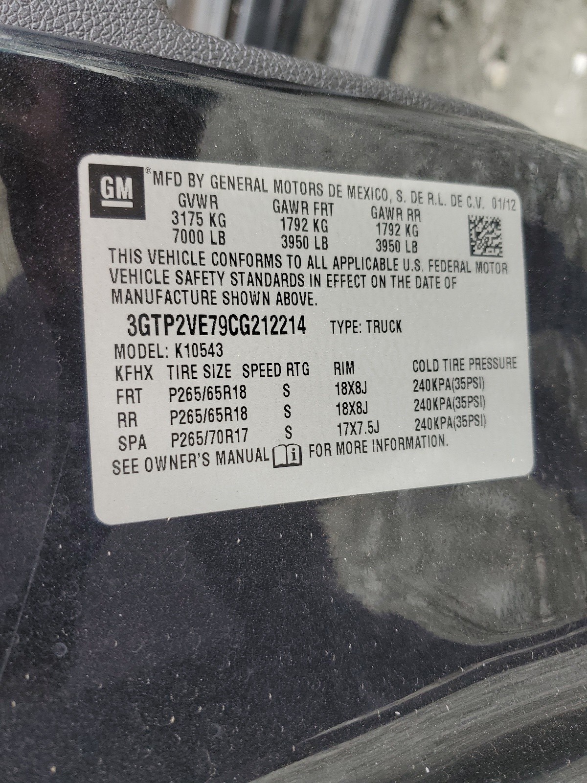 3GTP2VE79CG212214 2012 GMC Sierra K1500 Sle