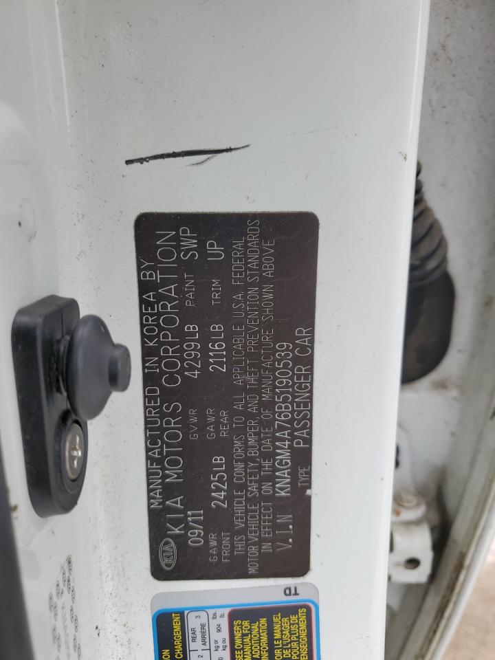 2011 Kia Optima Lx VIN: KNAGM4A76B5190539 Lot: 54145444