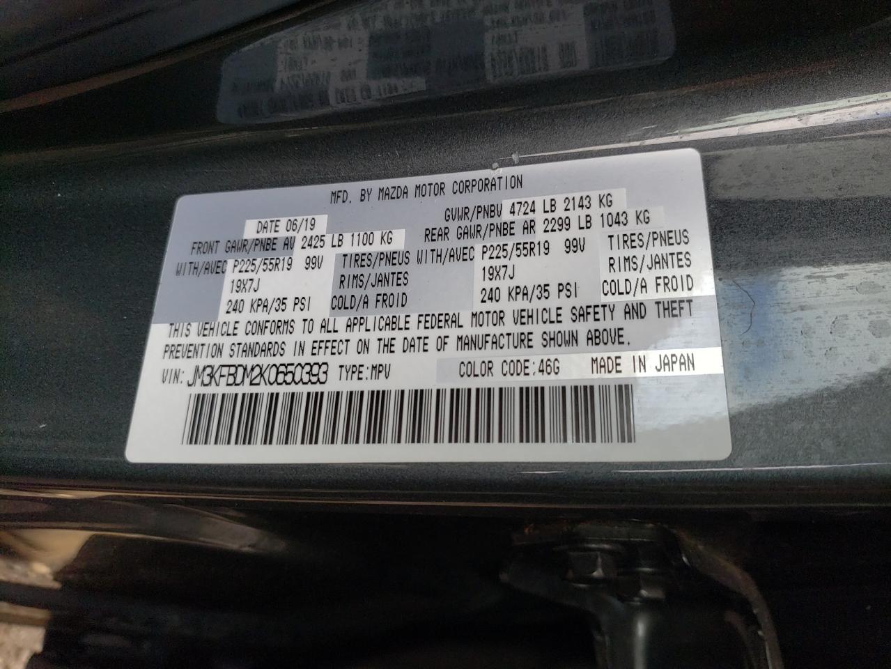 JM3KFBDM2K0650393 2019 Mazda Cx-5 Grand Touring