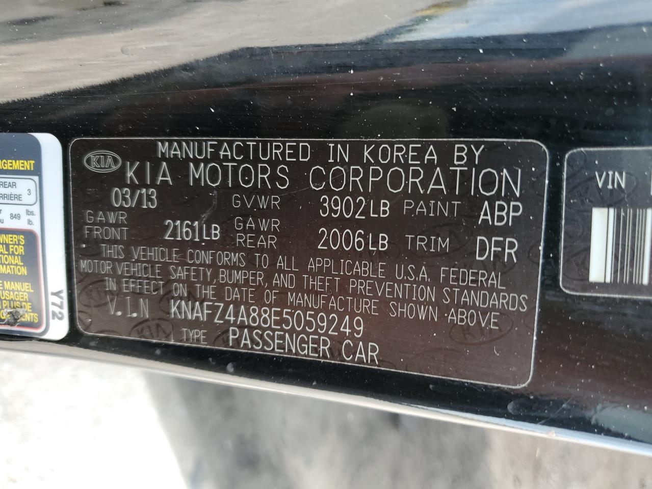 KNAFZ4A88E5059249 2014 Kia Forte Ex