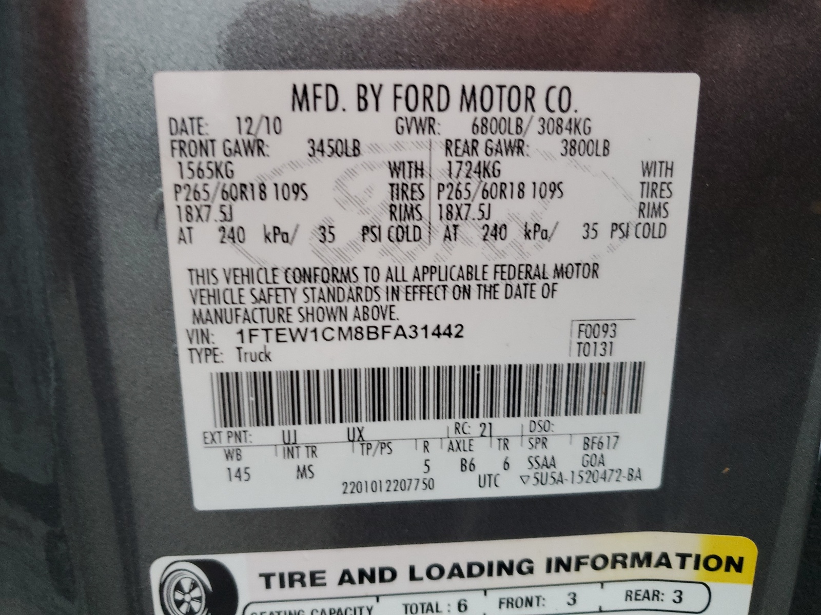 1FTEW1CM8BFA31442 2011 Ford F150 Supercrew