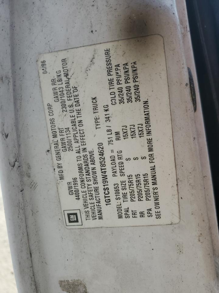 1996 GMC Sonoma VIN: 1GTCS19W4T8524620 Lot: 54135524