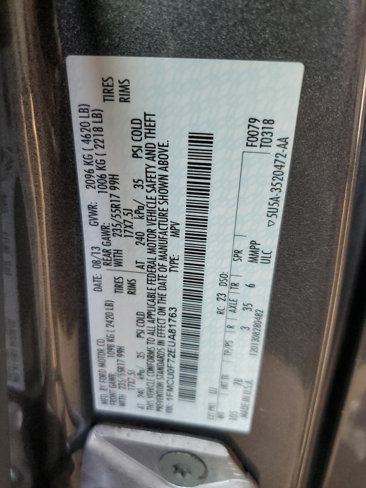 2014 Ford Escape S VIN: 1FMCU0F72EUA81763 Lot: 53344014