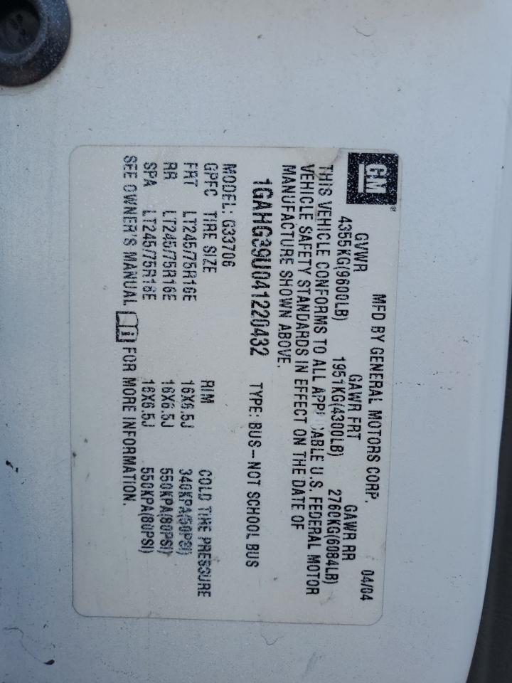 2004 Chevrolet Express G3500 VIN: 1GAHG39U041220432 Lot: 55137564