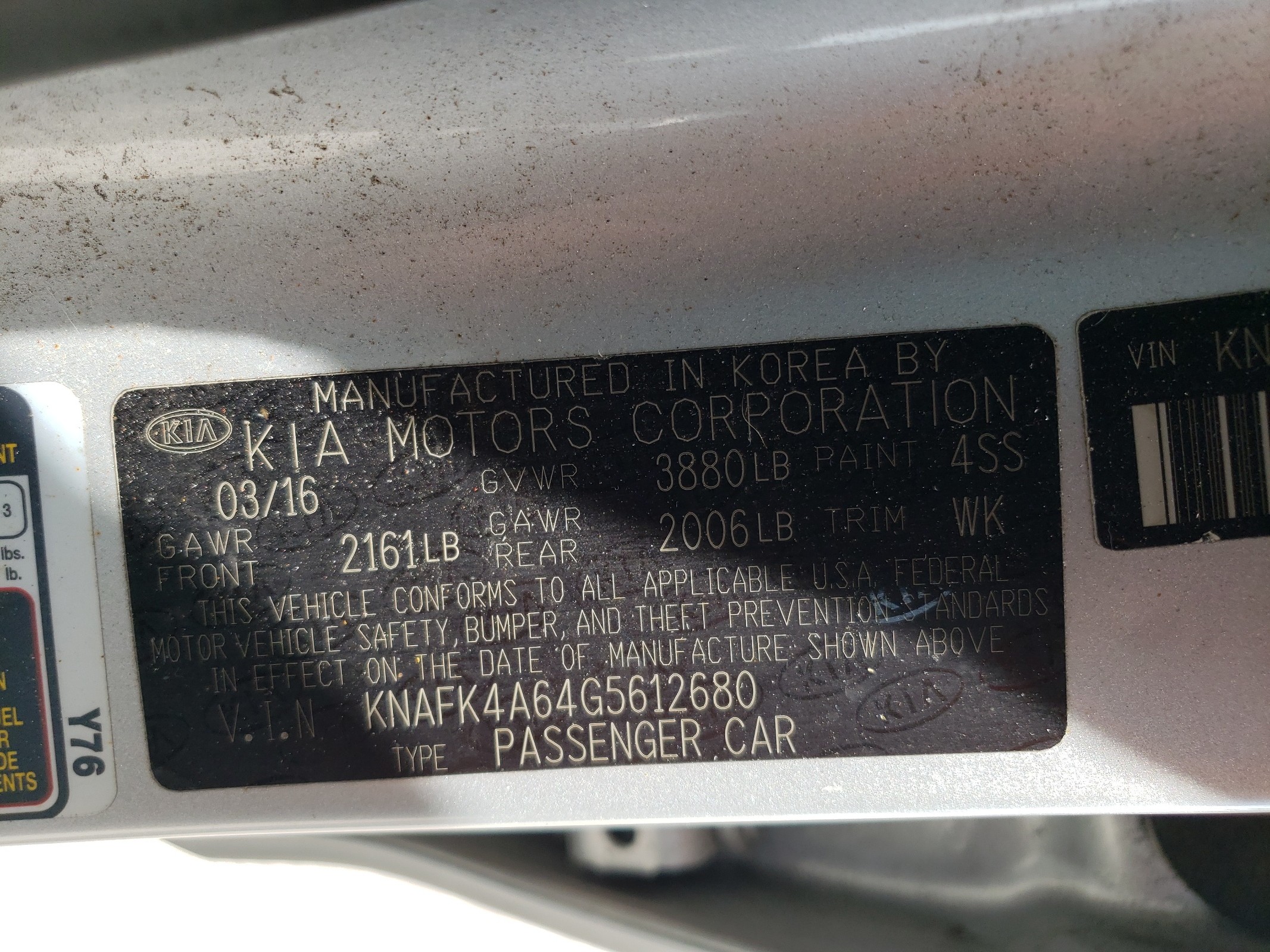 KNAFK4A64G5612680 2016 Kia Forte Lx