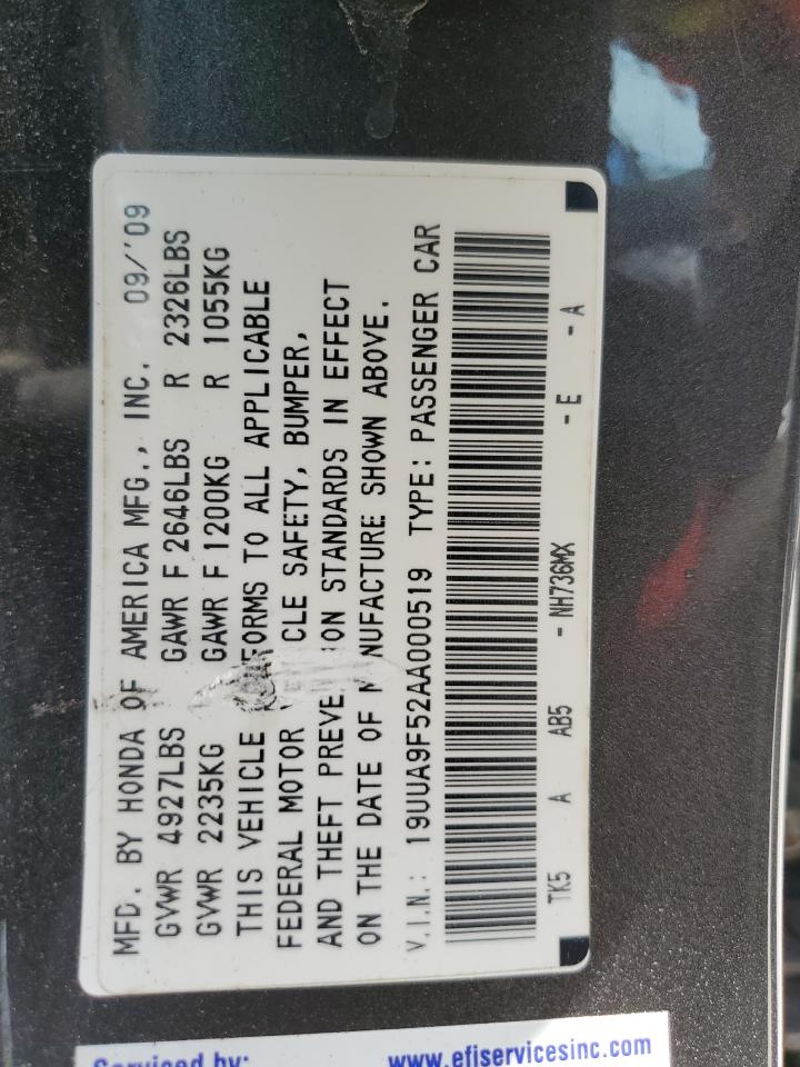 2010 Acura Tl VIN: 19UUA9F52AA000519 Lot: 56248474