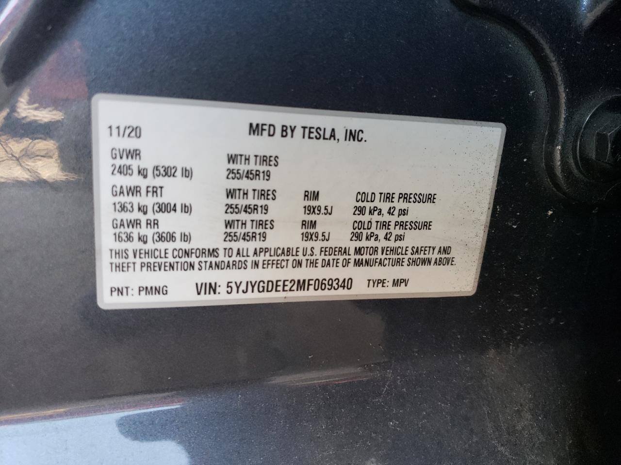 5YJYGDEE2MF069340 2021 Tesla Model Y