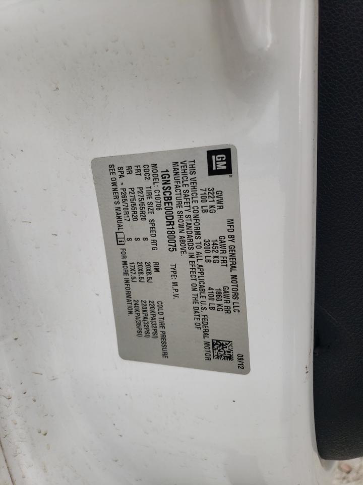 2013 Chevrolet Tahoe C1500 Lt VIN: 1GNSCBE00DR180075 Lot: 55062514