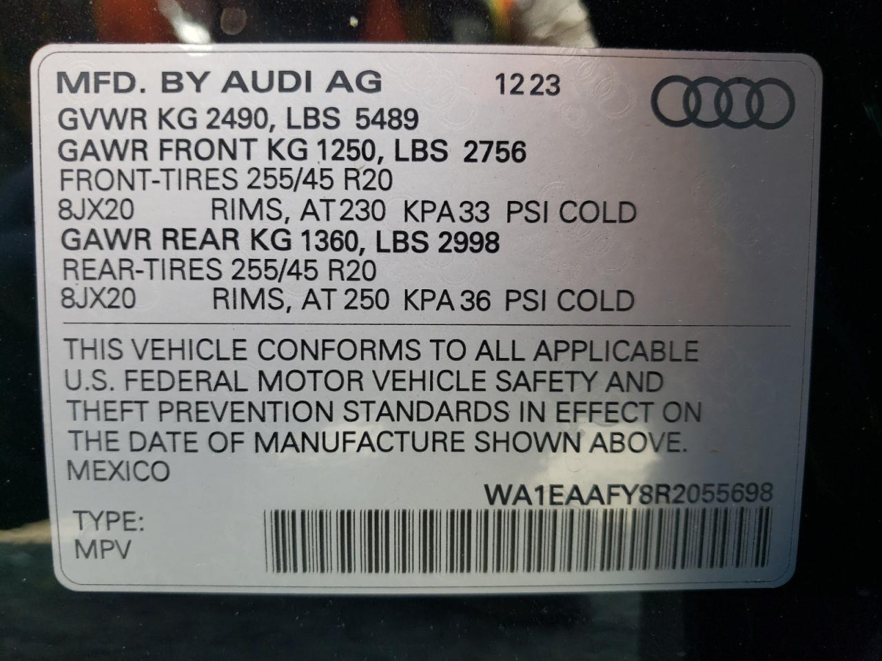2024 Audi Q5 Premium Plus 45 VIN: WA1EAAFY8R2055698 Lot: 56620484