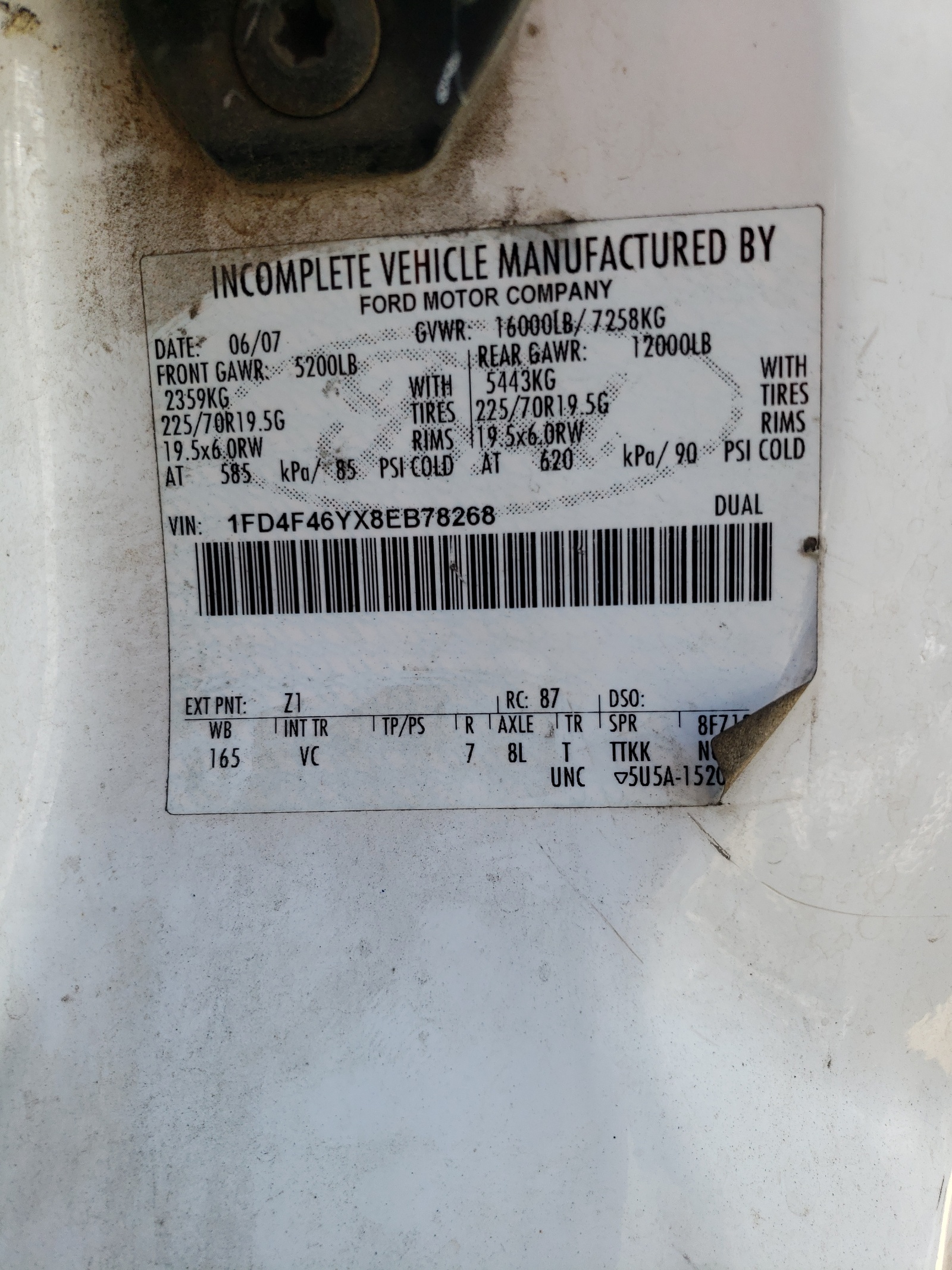 1FD4F46YX8EB78268 2008 Ford F450 Super Duty