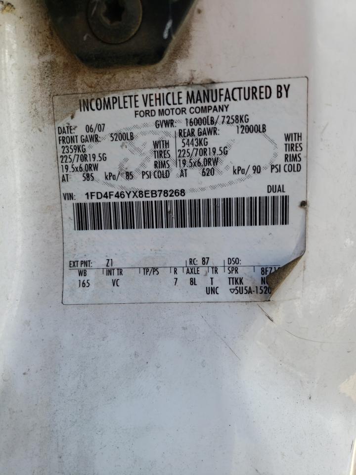 2008 Ford F450 Super Duty VIN: 1FD4F46YX8EB78268 Lot: 53392854