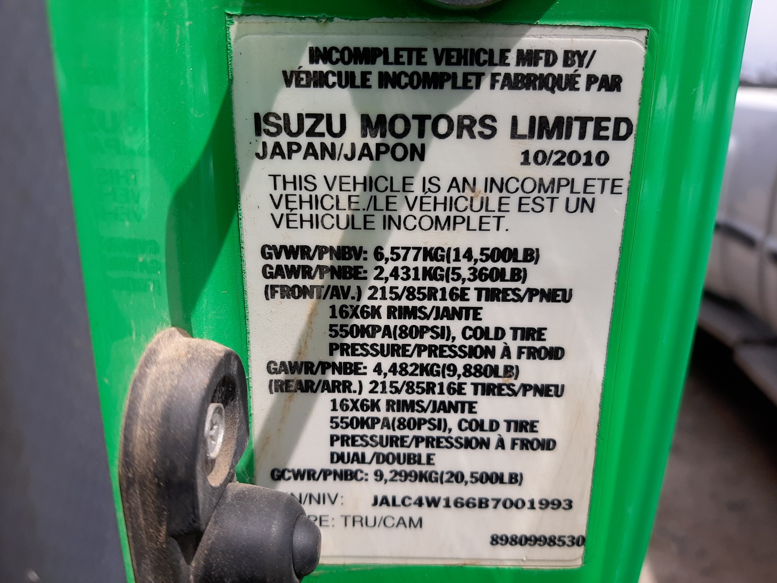 JALC4W166B7001993 2011 Isuzu Npr