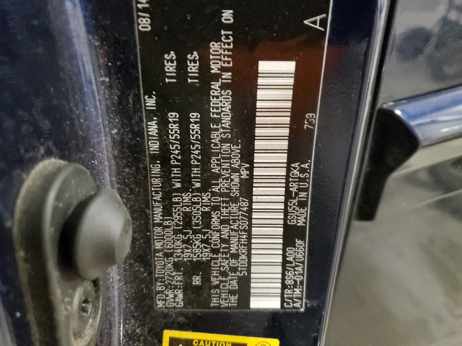 5TDDKRFH4FS077487 2015 Toyota Highlander Limited