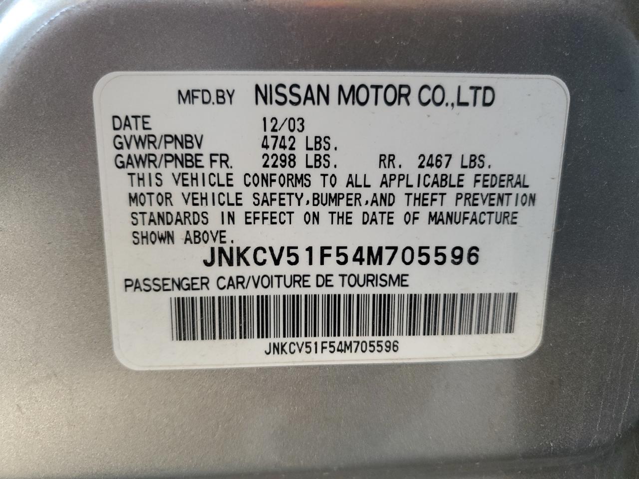 JNKCV51F54M705596 2004 Infiniti G35