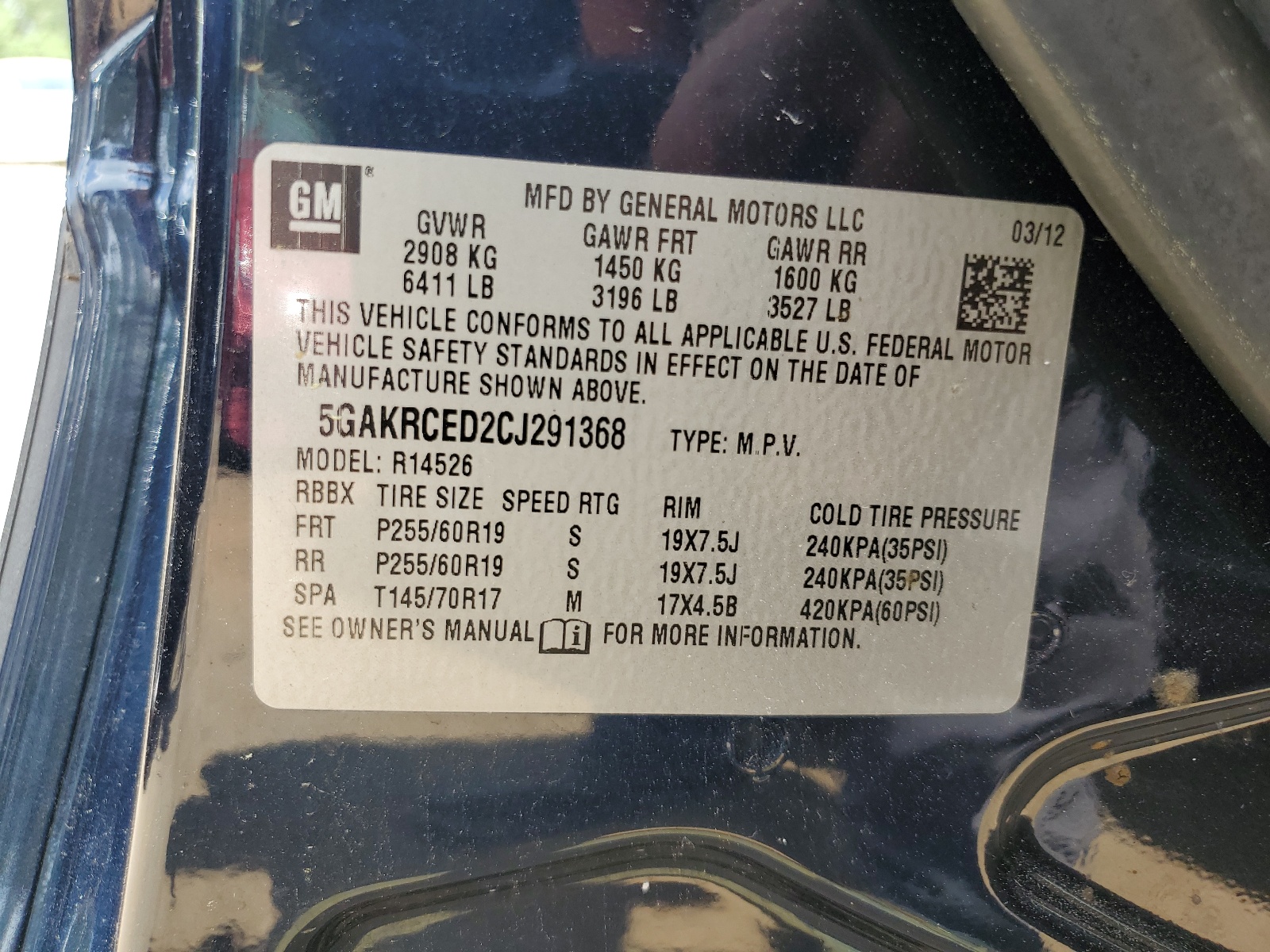 5GAKRCED2CJ291368 2012 Buick Enclave