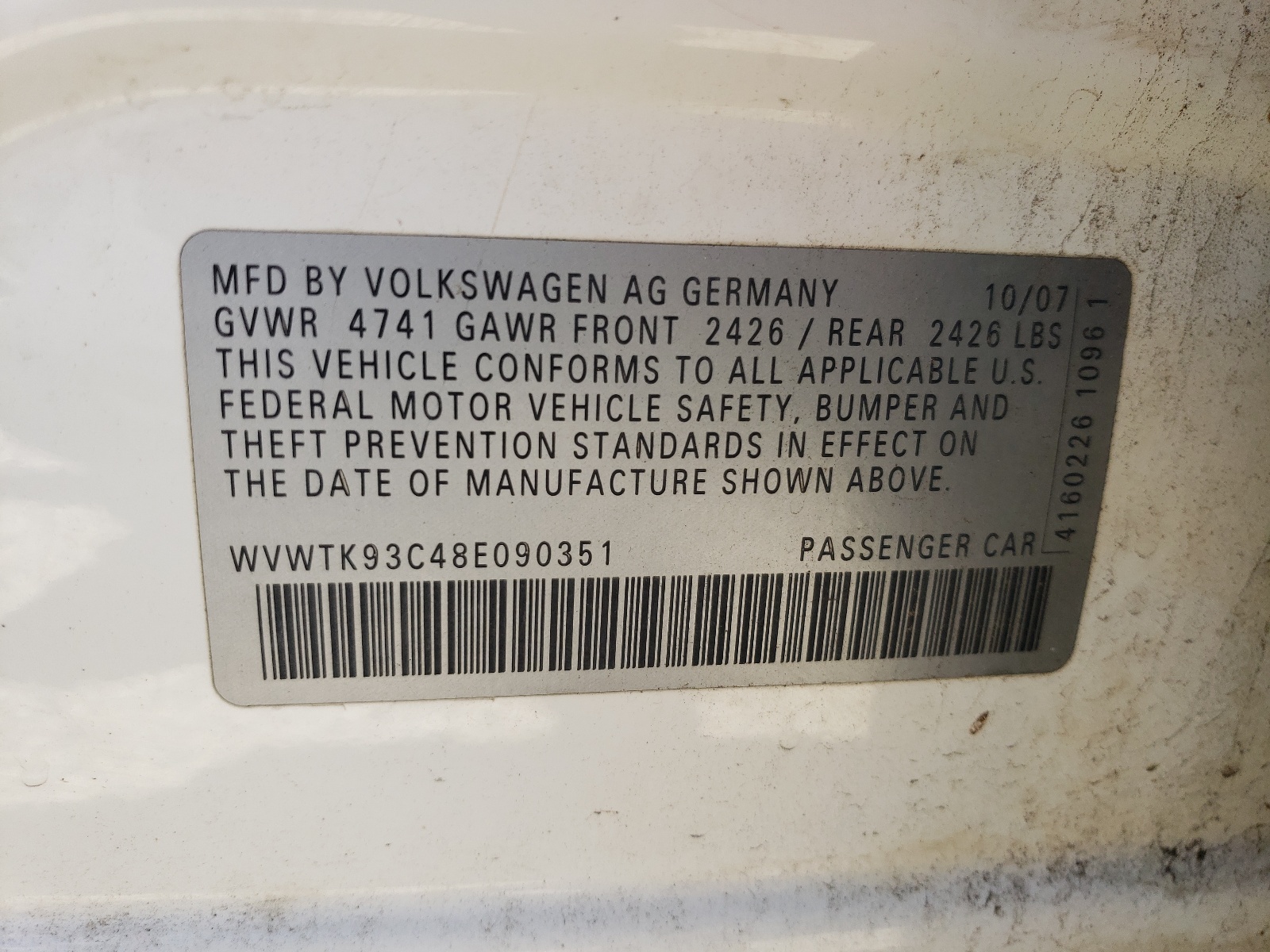 WVWTK93C48E090351 2008 Volkswagen Passat Wagon Lux