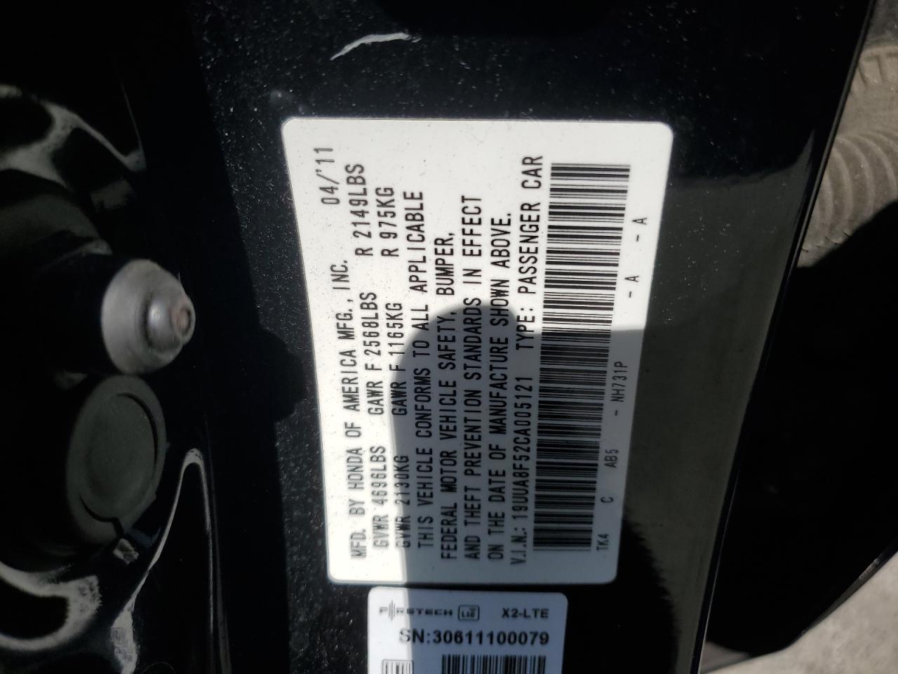 2012 Acura Tl VIN: 19UUA8F52CA005121 Lot: 53978464