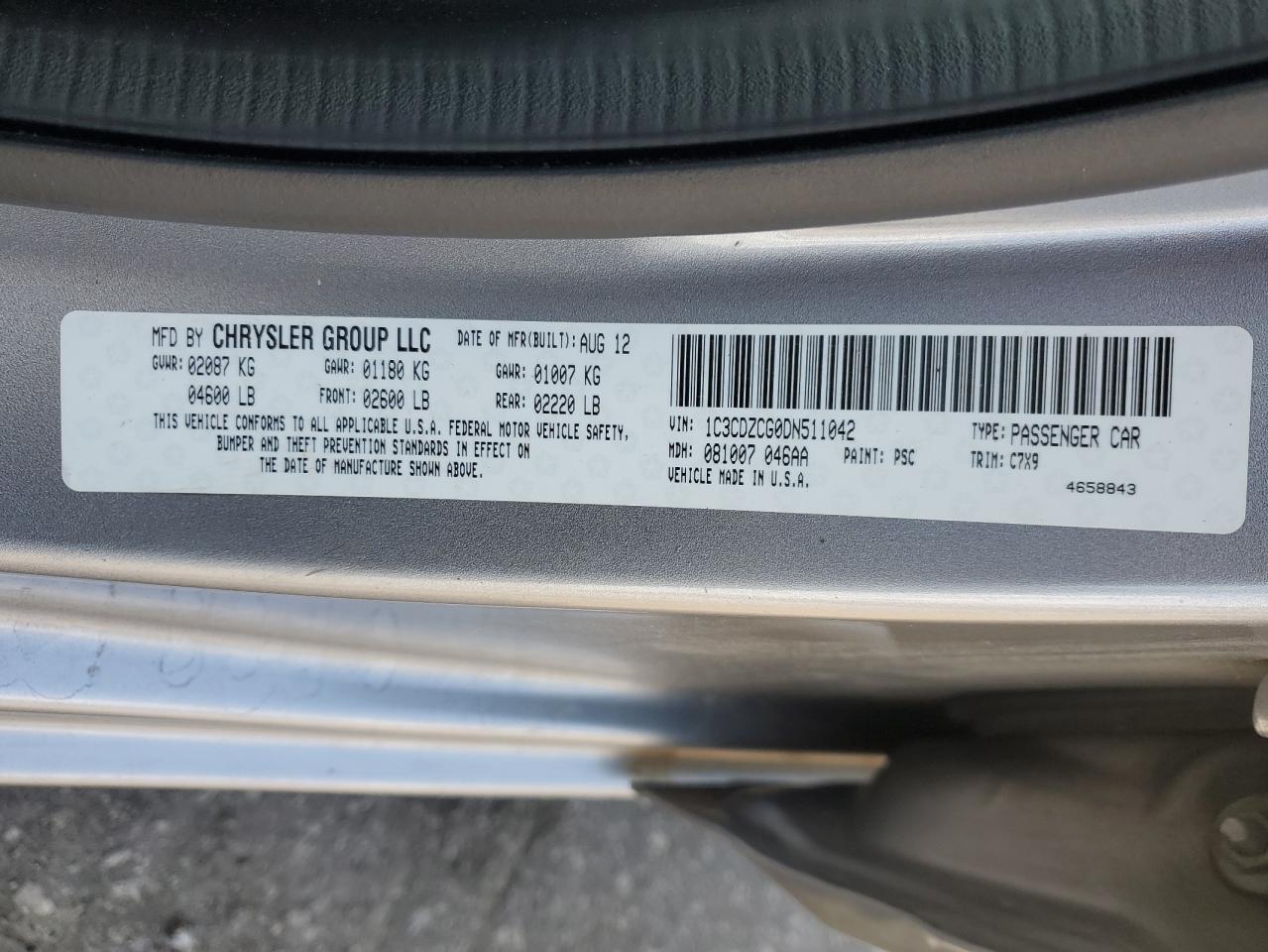 2013 Dodge Avenger Sxt VIN: 1C3CDZCG0DN511042 Lot: 56431174