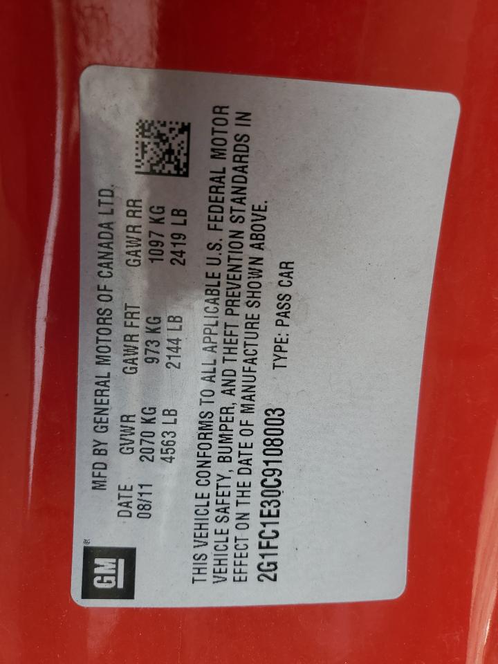 2012 Chevrolet Camaro Lt VIN: 2G1FC1E30C9108003 Lot: 55124604