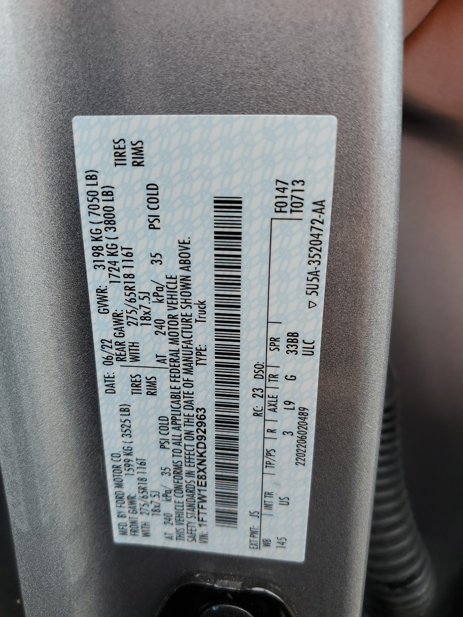 1FTFW1E8XNKD92963 2022 Ford F150 Supercrew