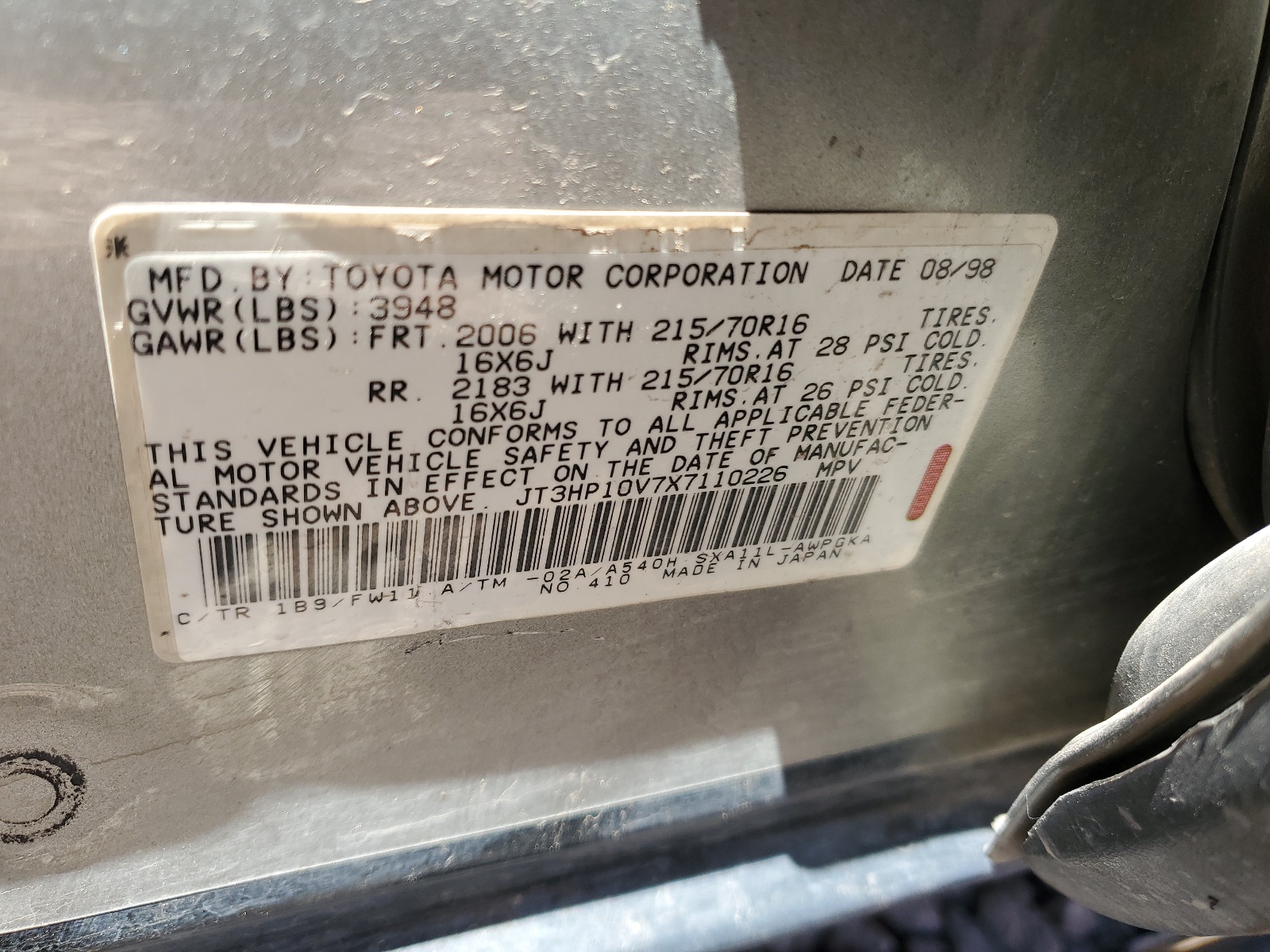 JT3HP10V7X7110226 1999 Toyota Rav4